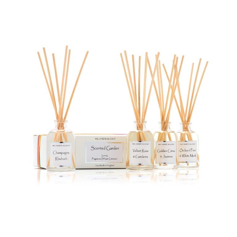 SCENTED GARDEN mini diffuser gift set.  4 x 50ml